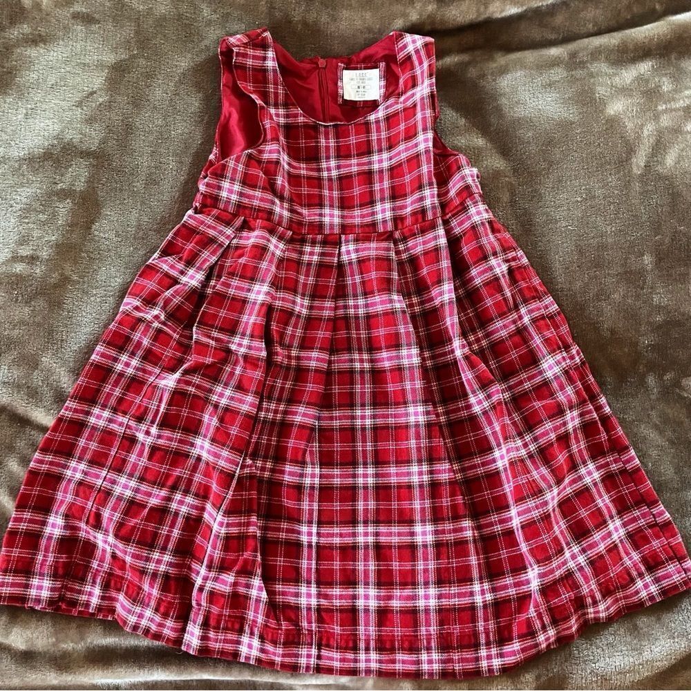 H&M Red Plaid Girls Jumper Dress Lined Size 7-8
